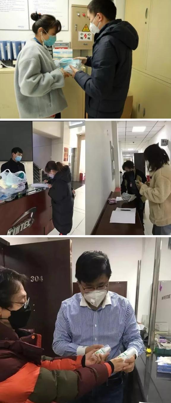 發(fā)放防護物資：口罩、手套、消毒液、洗手液